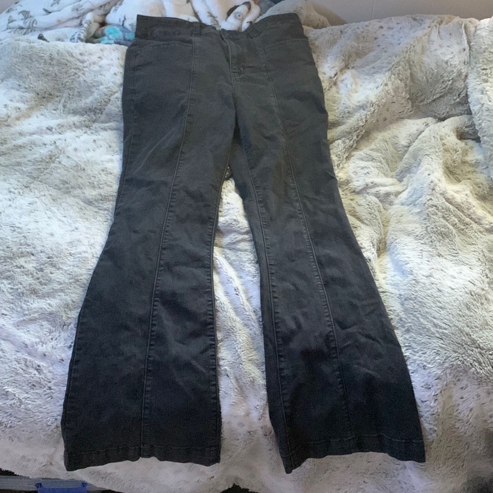 maurices black flared m jeans, high-rise, size 12